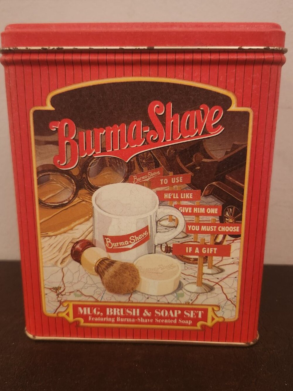 Nostalgic Collector's Burma-Shave Mug and Brush Set Tin EMPTY